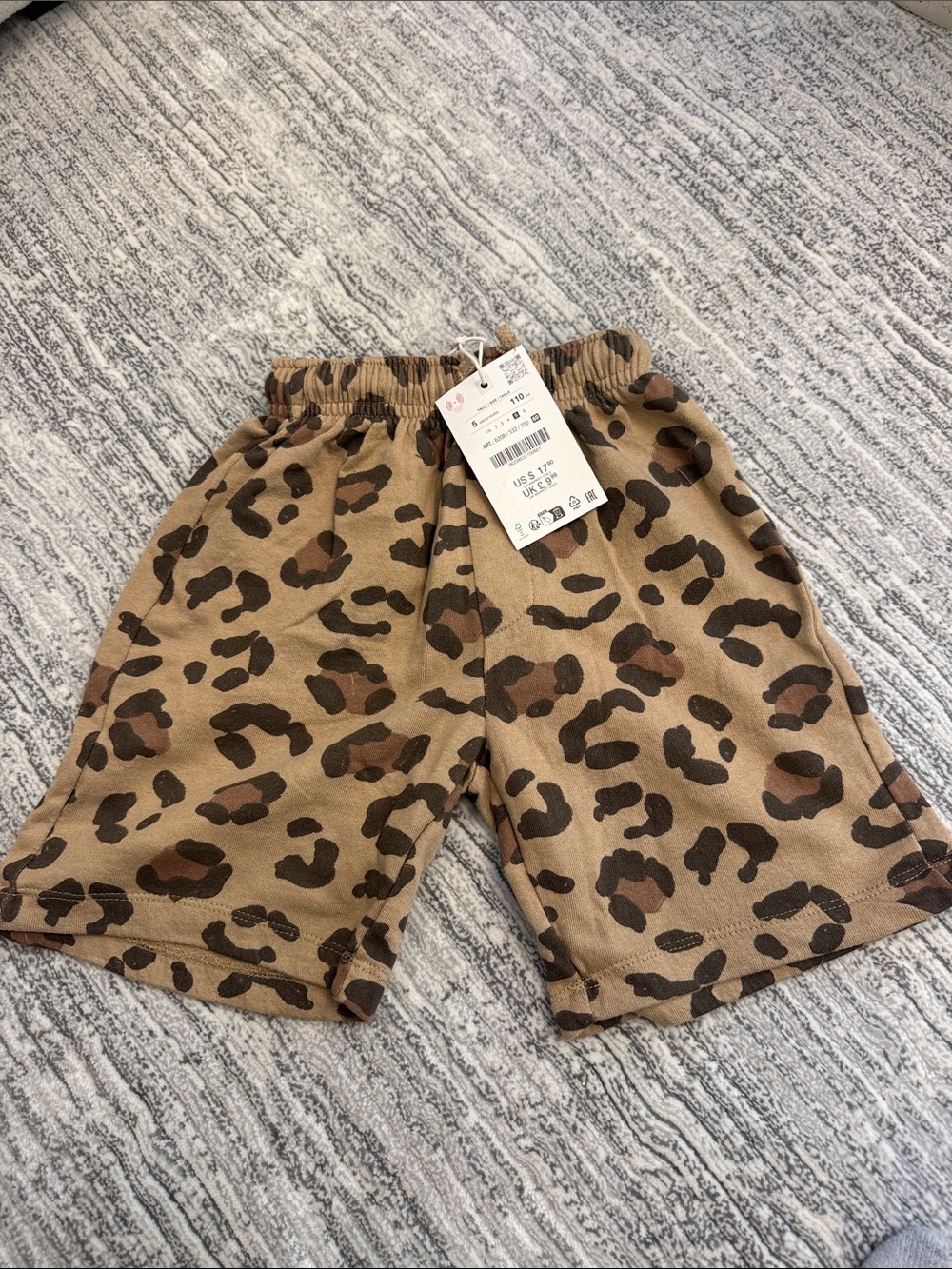 Zara Kids Leopard Print Pull-On Shorts - Tan and Brown